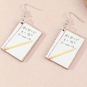 School Paper Earrings Dangle‎ Novelty Math Equation